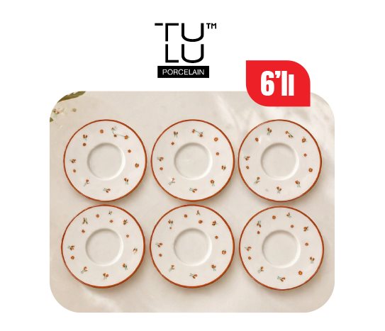 Tulu Rimli Desenli Porselen Çay Tabağı