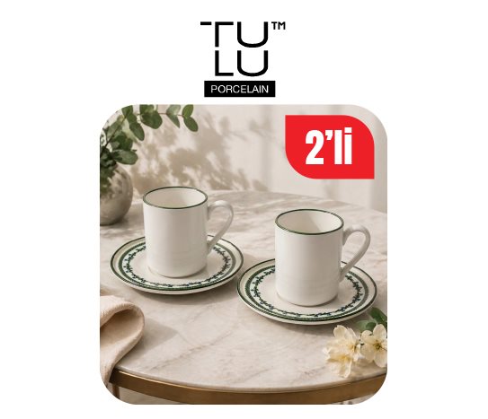 Tulu Rimli Desenli Porselen Kahve Fincan Takımı ~90 cc