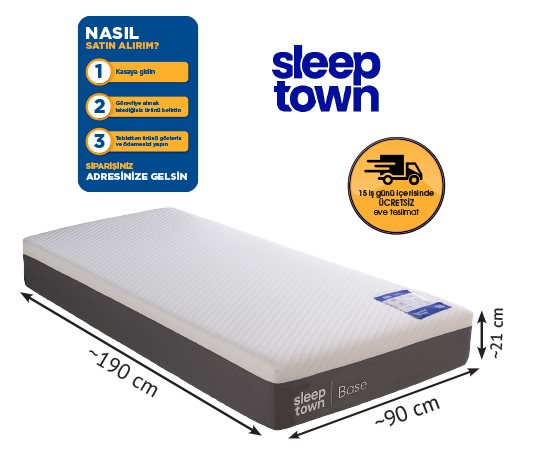 SLEEP TOWN BASE VISCO TEK KİŞİLİK SÜNGER YATAK