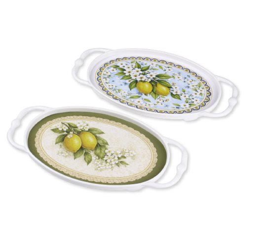 Melamin Oval Nakışlı Sunum Tepsisi