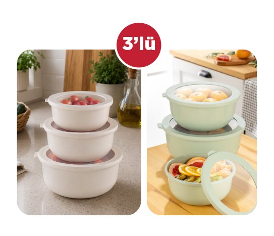 Şeffaf Kapaklı Saklama Kabı Seti ~1,5 L+2,5 L+4 L