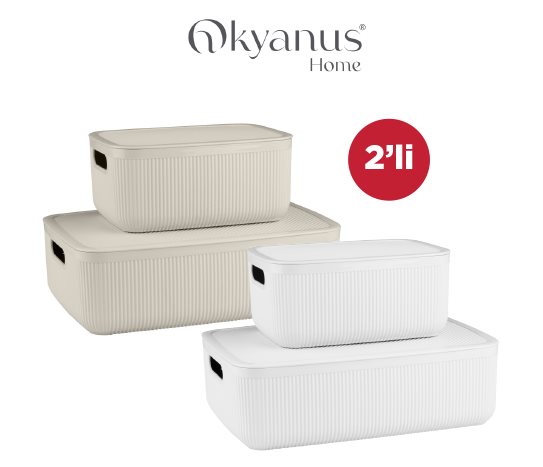 Okyanus Home Kapaklı Organizer Kutu Seti ~2,4 L+4,5 L