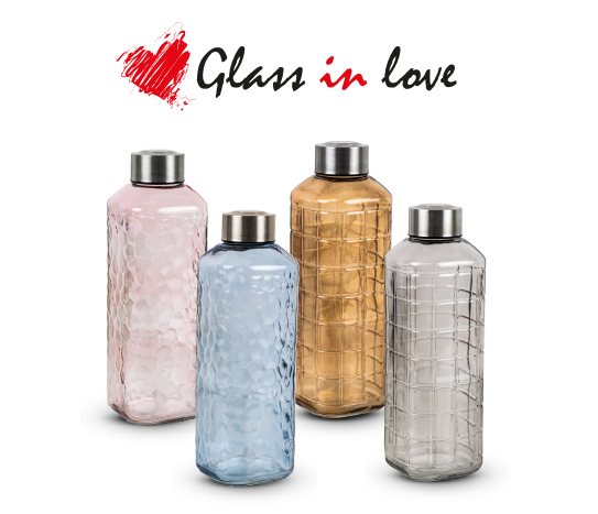 Glass in Love Renkli Cam Su Şişesi ~1000 ml