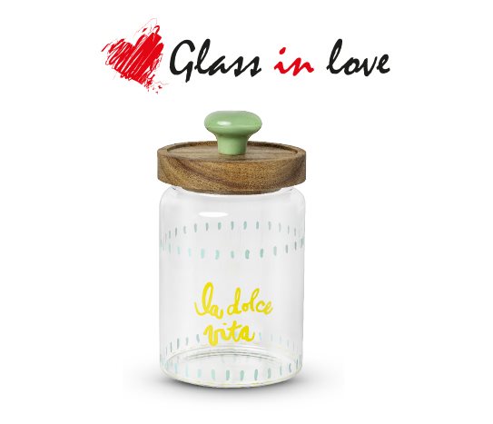 Glass in Love Akasya Kapaklı Desenli Baharatlık ~470 ml