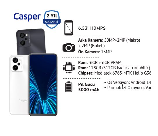 Casper Via M45 Cep Telefonu 6GB/128GB
