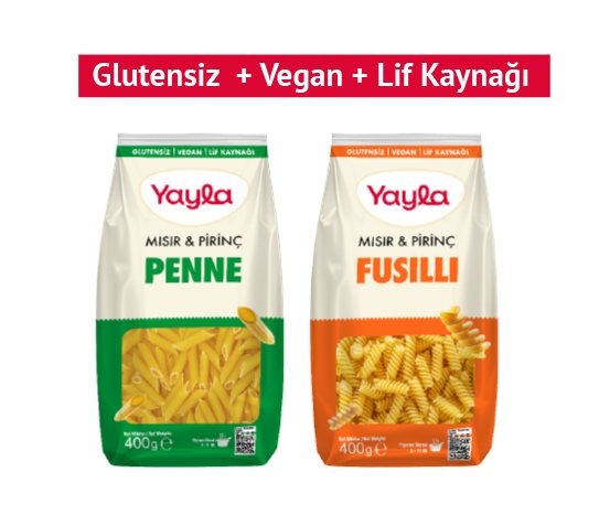 Yayla Mısır&amp;Pirinç Makarna Çeşitleri