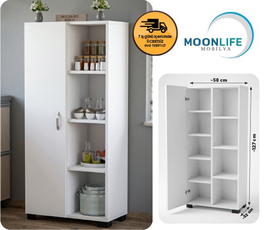 Moonlife SILVA TEK KAPAKLI RAFLI ÇOK AMAÇLI DOLAP