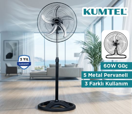 Kumtel 18”AYAKLI VANTİLATÖR 3”1 METAL PRO