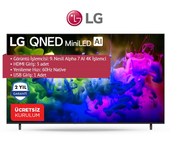 Lg 65 İnç AI Qned Mini Led 4K Smart TV 65QNED7EB3C