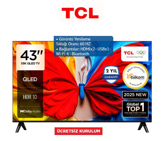 Tcl 43 İNÇ FULL HD QLED ANDROID TV 43S5K
