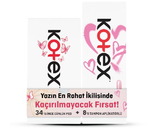 Kotex Günlük Ped 34’lü + Tampon 8’li