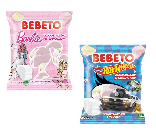 Bebeto Barbie &amp; Hot Wheels Pamuk Şeker, Bubble Gum &amp; Vanilya Aromalı Yumuşak Şeker