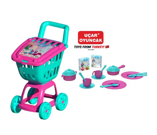 Uçar Oyuncak Oyuncak Süpermarket Arabası ve Seti