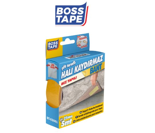 Boss Tape Çift Taraflı Halı Kaydırmaz Bant 25 mm-5 m