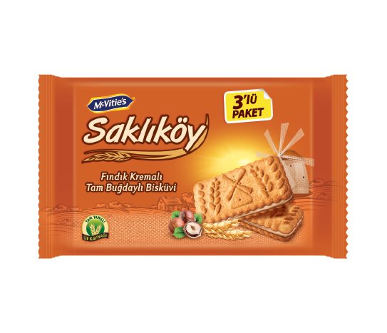 Saklıköy Fındık Kremalı Tam Buğdaylı Bisküvi
