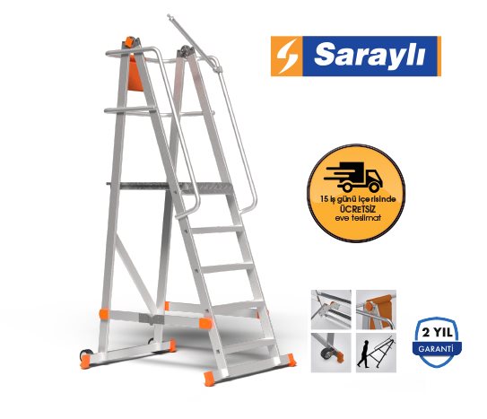 SARAYLI KATLANABİLİR TEKERLEKLİ PLATFORM MERDİVEN