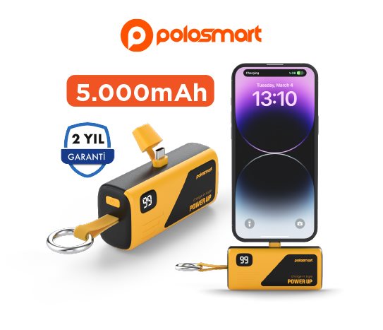 Polosmart Powerbank • Type-C ve Lighting seçenekleri bulunmaktadır.