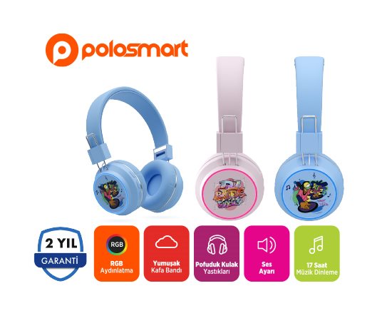 Polosmart Kablosuz Kulak Üstü Çocuk Kulaklık