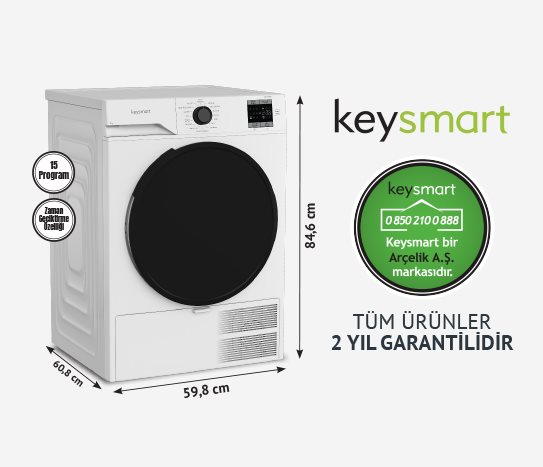 Keysmart 9 KG ÇAMAŞIR KURUTMA MAKİNESİ KEY 90 KM