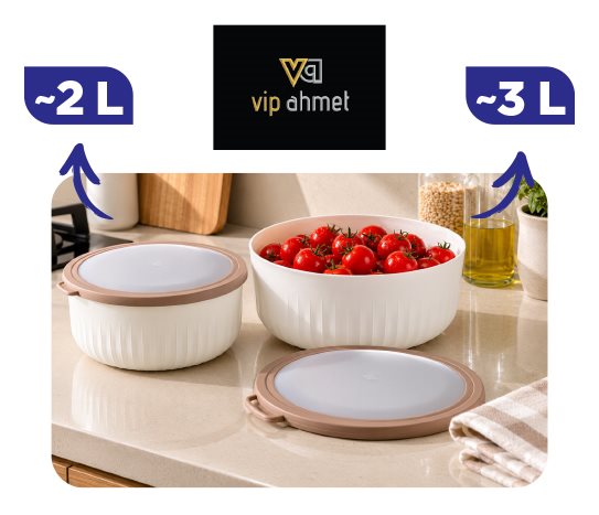Vip Ahmet Vakumlu Yuvarlak Saklama Kabı ~3 L
