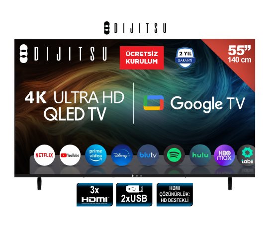 Dijitsu 55 İNÇ 4K ULTRA HD QLED GOOGLE TV DQ33/38000