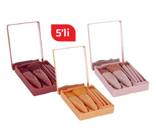 Naturalove Aynalı Kutulu Mini Makyaj Fırçası Seti