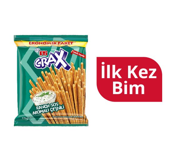 Eti Crax Ranch Sos Aromalı Çeşnili Çubuk Kraker
