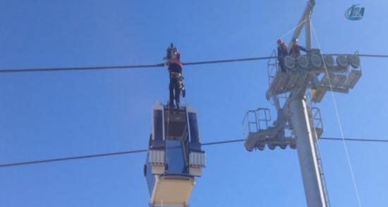 Bursa'nın yeni teleferiğinde nefes kesen tatbikat!