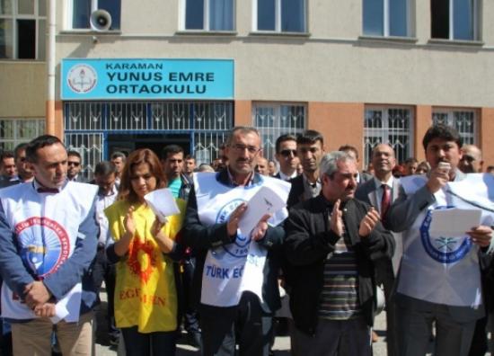 Öğretmenin Kerpetenle Darp Edilmesi Protesto Edildi