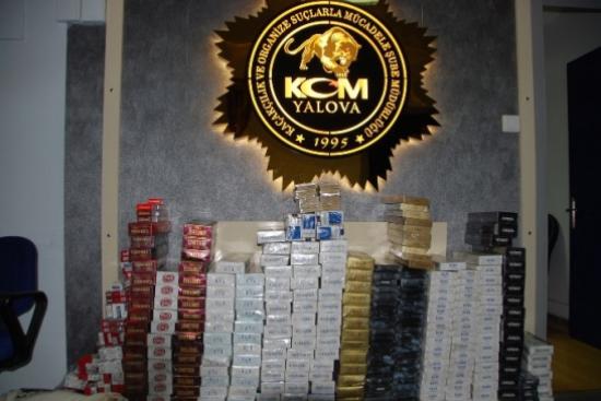 Yalova'da 7 Bin Paket Kaçak Sigara Ele Geçirildi