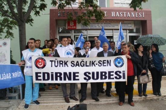 Türk Sağlık-sen Edirne Şubesi Nöbet Ücretlerini Protesto Etti