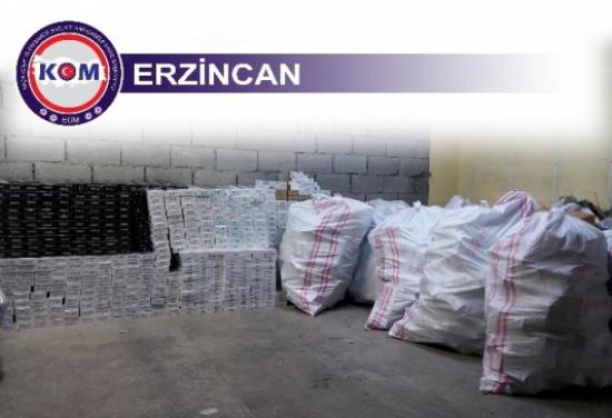 Erzincan'da 20 Bin 370 Paket Kaçak Sigara Ele Geçirildi