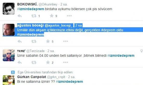 Twiter'da Deprem Yorumları