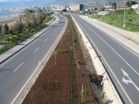 Alanya D-400 Karayolu Kestel Kargıcak Arasında Peyzaj Çalışmaları Başladı