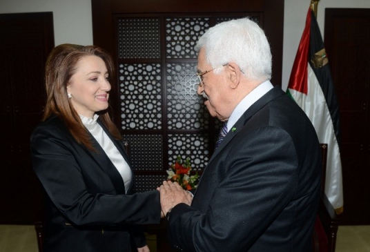 Filistin Ramallah'ta Türkiye Sanayici İş Kadınları ve İş Adamları Konfederasyonu Başkanı Atasoy, Abbas'ı Ziyaret Etti