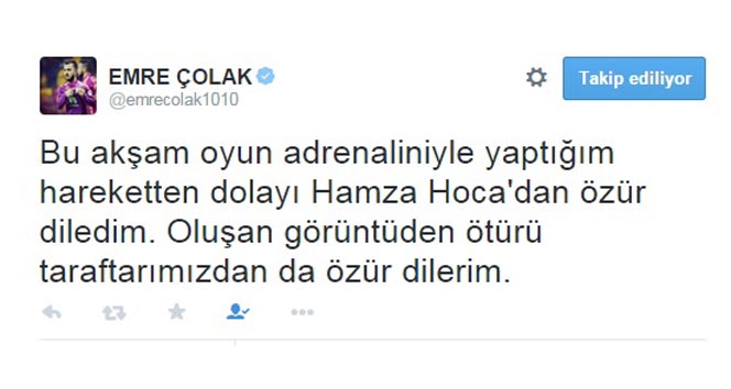 Emre Çolak, Galatasaray-Mersin İdman Yurdu Maçında Özür Diledi