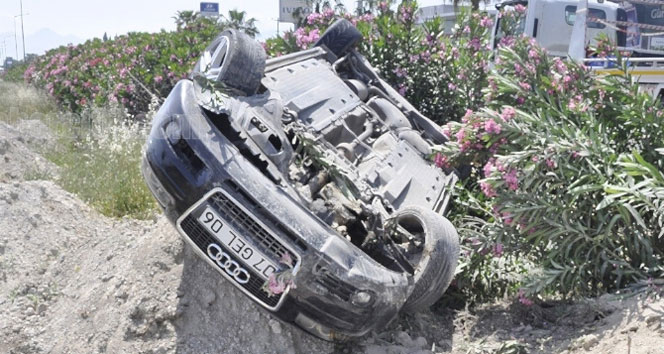 Antalya D-400 Karayolu'nda Takla Atan Araçta Sürücü Burnu Bile Kanamadı