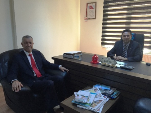 Aksaray'da SGK İl Müdürü, Gazeteciler Cemiyeti Başkanı Celil Acar'ı Ziyaret Etti