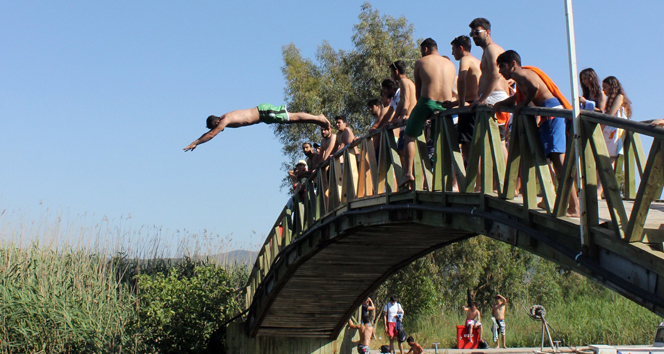 Muğla Akyaka'da Azmak Köprüsü'nden Suya Atlayanlar Tehlikeye Davet Çıkartıyor