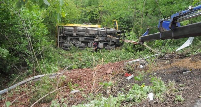 İzmit'te Kamyon Uçuruma Yuvarlandı: 1 Yaralı