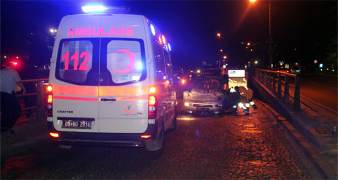 Çankaya'da Takla Atan Araçta Sürücü Sağ Kurtuldu