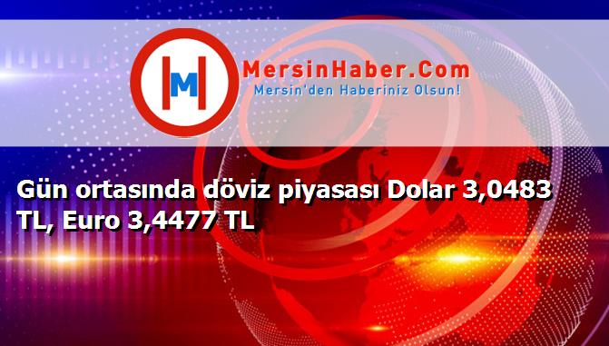 Gün ortasında döviz piyasası Dolar 3,0483 TL, Euro 3,4477 TL