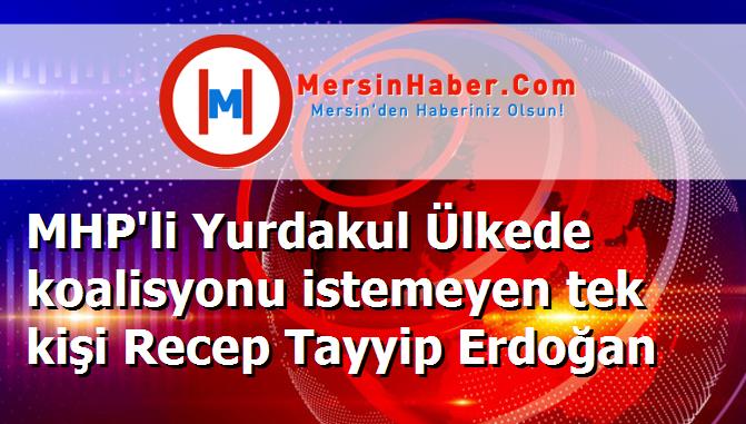 MHP'li Yurdakul Ülkede koalisyonu istemeyen tek kişi Recep Tayyip Erdoğan