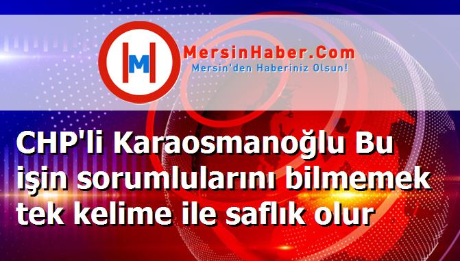 CHP'li Karaosmanoğlu Bu işin sorumlularını bilmemek tek kelime ile saflık olur