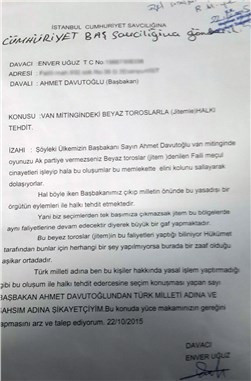 Başbakanın 'beyaz Toros' ifadesine işlem başlatıldı