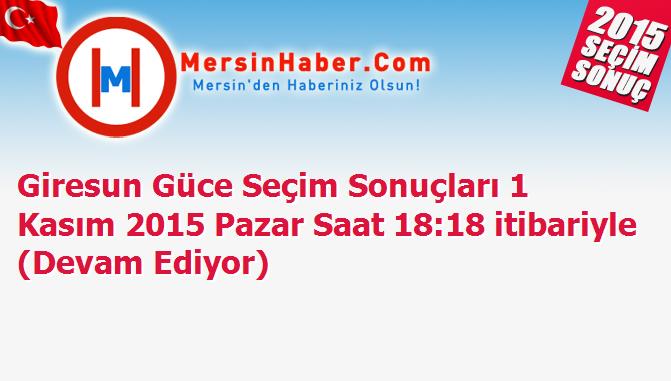 Giresun Güce Seçim Sonuçları 1 Kasım 2015 Pazar Saat 18:18 itibariyle (Devam Ediyor)