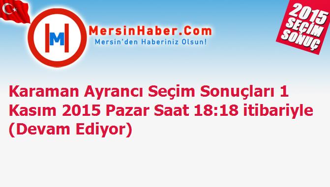 Karaman Ayrancı Seçim Sonuçları 1 Kasım 2015 Pazar Saat 18:18 itibariyle (Devam Ediyor)