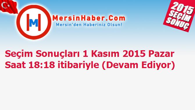 Seçim Sonuçları 1 Kasım 2015 Pazar Saat 18:18 itibariyle (Devam Ediyor)