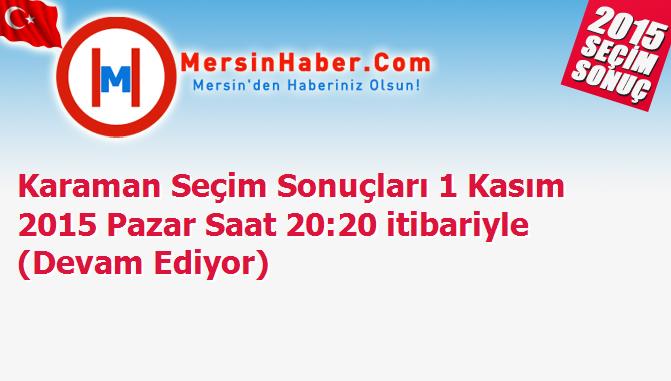 Karaman Seçim Sonuçları 1 Kasım 2015 Pazar Saat 20:20 itibariyle (Devam Ediyor)
