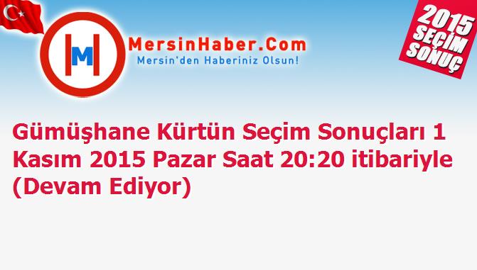 Gümüşhane Kürtün Seçim Sonuçları 1 Kasım 2015 Pazar Saat 20:20 itibariyle (Devam Ediyor)